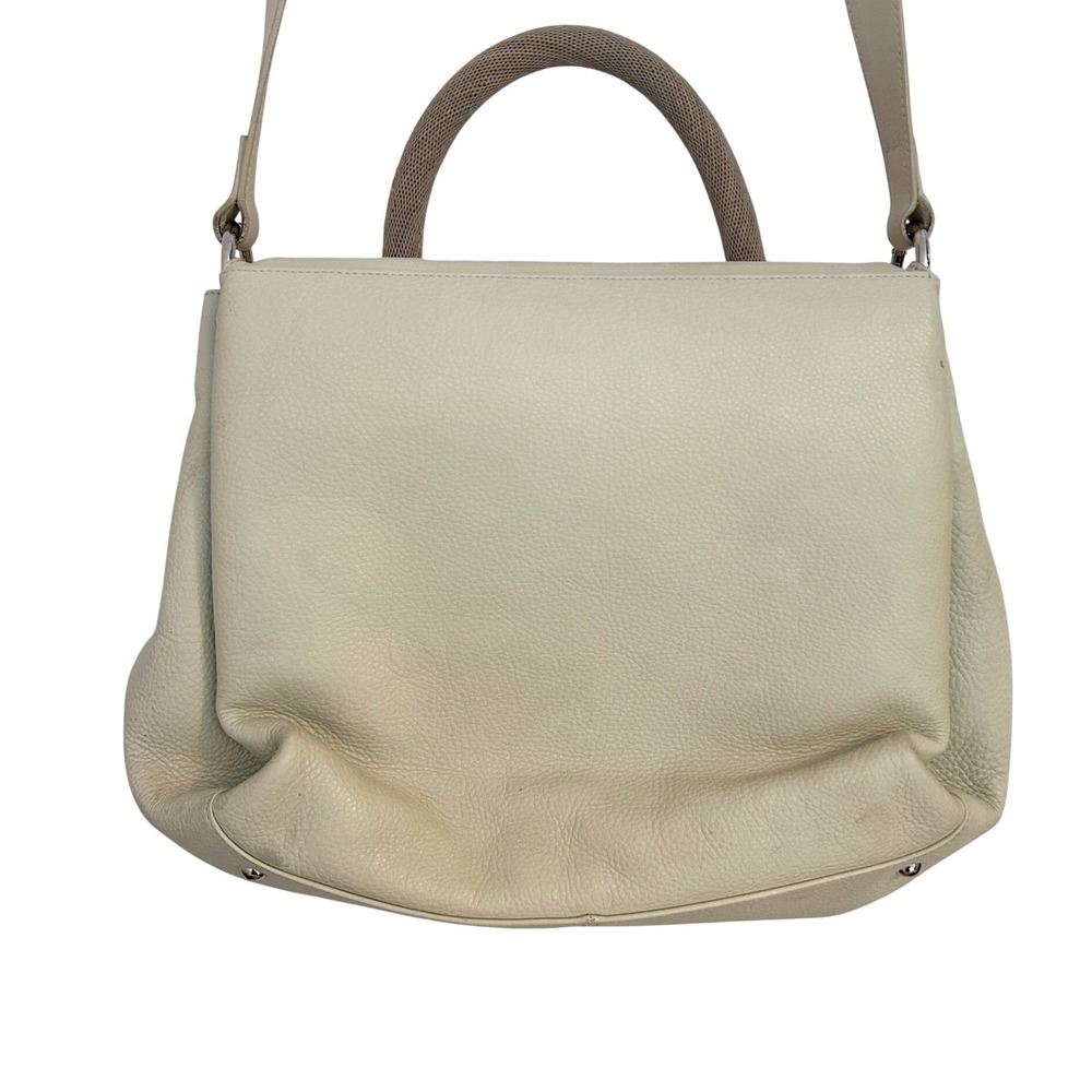 Akris Pebbled Leather Top Handle Shoulder Crossbody Bag‎ Ivory Wood Clasp - Picture 11 of 16
